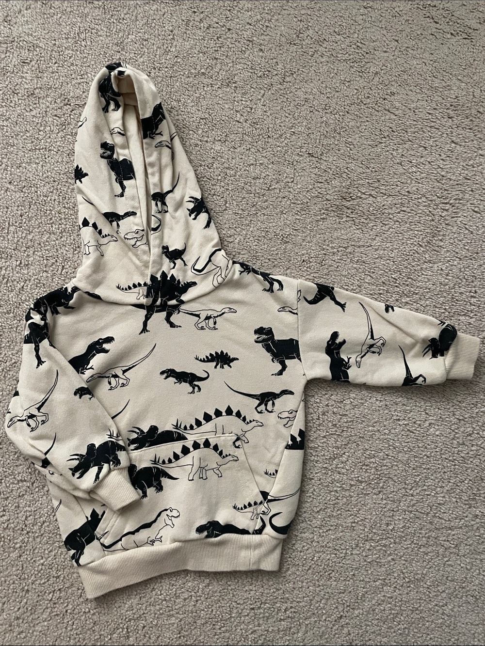 H&M Cream Hoodie with Black Dinosaur Print